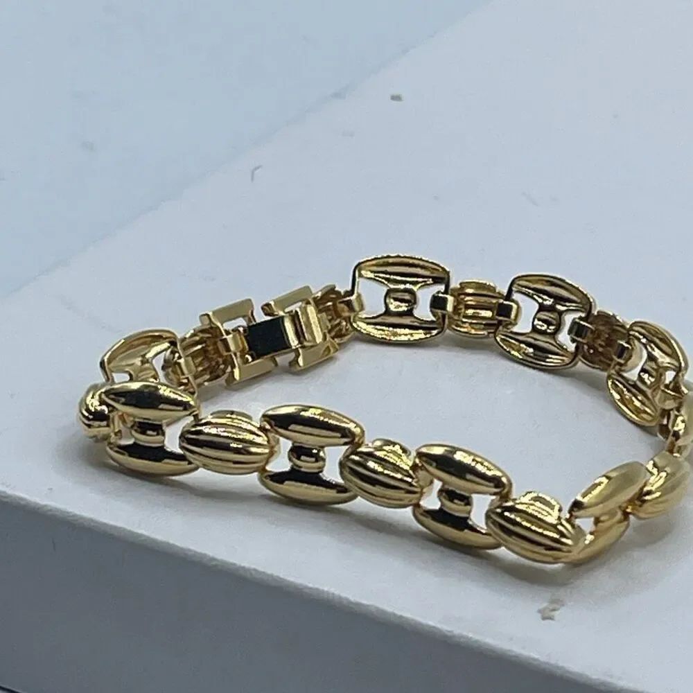 VTG Panther link bracelet gold tone 7”